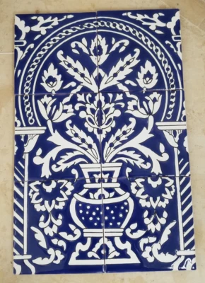Azulejo mural grande magnífico azul azulejo de Túnez Foto 1 de 4