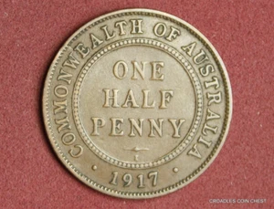 1917i  HALFPENNY SMALL SPLIT FLAN PREDECIMAL COIN GOOD CONDITION   #SG1 - Picture 1 of 8