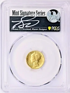 Moneda de diez centavos Mercury 2016-W 10C oro 100 aniversario graduación profesional SP70 Thomas Cleveland rara - Imagen 1 de 2