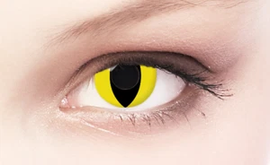 Crazy Fun Farbige Gelb Kontaktlinsen Party Karneval Halloween - CAT EYE - Bild 1 von 2