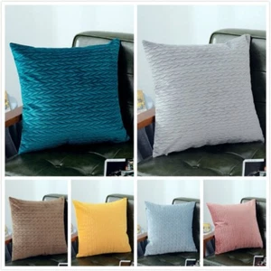 2x Velvet Textured Cushion Cover Wrinkled Throw Pillow Case Sofa Pillowcase - Picture 1 of 18