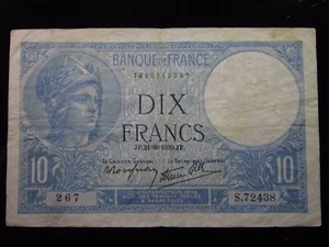 France 10 Francs 1939 P84 2438a8h Banque Francaise Banknote Money - Picture 1 of 2