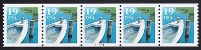 2529a 19c Fishing Boat PNC 5 Plate A5556 Unused NH, Tagged, Type II - 1993 - Image 1 of 2