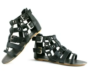 LADIES WOMENS STUD DETAIL CAGE SUMMER ROMAN STYLE SANDALS BEACH SHOES SIZE - Picture 1 of 12