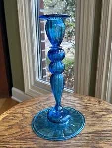 Antique Steuben Celeste Blue Glass Candlesticks 1920's ~ 9.75” - Picture 1 of 11
