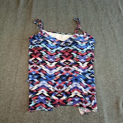 Top de baño verde aguamarina para mujer extra grande azul rojo trajes de baño geométricos Tankini playa Foto 1 de 4