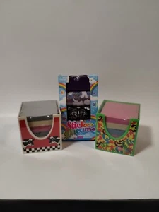 Lisa Frank Checkered Cow Print & Art Stationery Cube w/Memo Paper Lot Of 2 Rare - Picture 1 of 18
