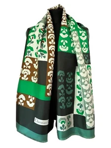 Vintage Christian Dior 100% silk scarf rectangle green brown 47"x15" - Picture 1 of 15