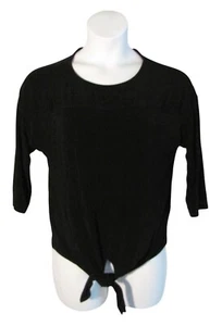 Chico's Travelers 2 (L) Black Slinky Travel Knit Shirt Top Stretch 3/4 Sleeve - Picture 1 of 3