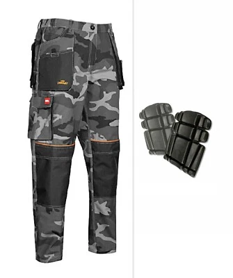ARTMAS Moro Work Trousers Classic Decorators Pants Overalls Cotton Combat + Knee Pad