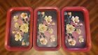 3 VTG Metal TV Lap Tray Luncheon 14 1/4? X 8 3/4 Red Roses mid century serving