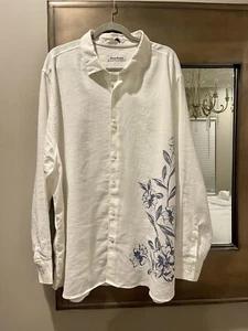 EUC Tommy Bahama Linen/Poly Long Sleeve Shirt Mens 2XL XXL Floral Beach Hawaiian - Picture 1 of 6