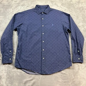 Polo Ralph Lauren Hemd Herren XL Navy Blau Geometrisch Slim Fit Oxford Twill Pony - Bild 1 von 10