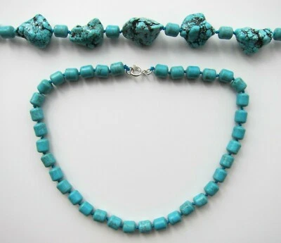 Collar de piedras preciosas turquesa con cuentas redondas o de forma libre. Foto 1 de 4