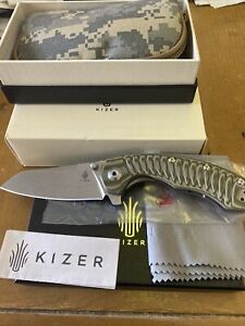 DISCONTINUED Kizer 4450A2 Tigon Tomcat Green Milled G10 Folding Pocket Knife