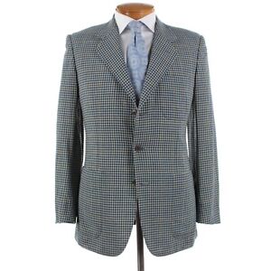 Luciano Barbera Sport Coat Size 50R (40R US) In Blue Plaid 100% Wool