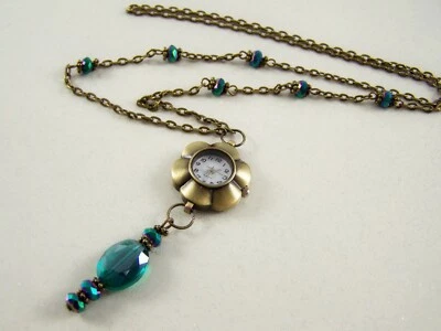 Kettenuhr herbstzeitlose Anhänger Halsschmuck Geschenk Geburtstag Damen Frauen - Bild 1 von 4