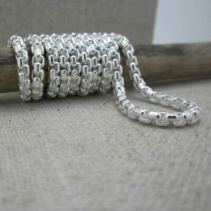 Sterling Silver Polished Heavy 20" Venetian Box Chain Keith Jack Jewelry Lobster - Picture 1 of 4