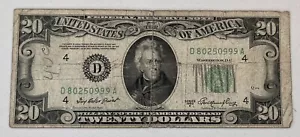1950A $20 Twenty Dollar Bill Federal Reserve Green Seal Banknote ~ D 80250999 A - Picture 1 of 10