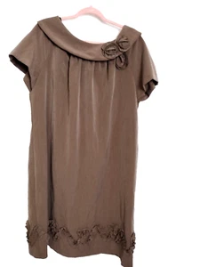 R&M Richards Woman  Brown 3D Floral Embroidery Mid Dress Size  16W - Picture 1 of 14