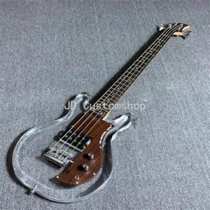 Lucite Dan Armstrong 4 String Electric Bass Guitar Acrylic Body Clear Fast Ship - Picture 1 of 8