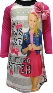 NWT Girl's JoJo Siwa Nightgown Pajamas Sleep Shirt XS 4 5 Dance Bow NEW - Picture 1 of 1