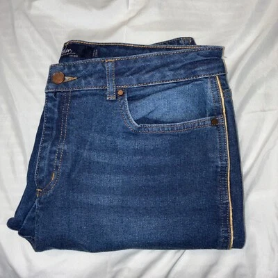 Pantalones informales Boden Edinburgh de mezclilla lavados oscuros dorados a rayas laterales para mujer-talla 10 Foto 1 de 4