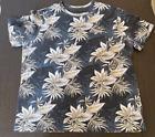 Hawaiian Mens Short Sleeve T-Shirt Size 3XL  Blue Floral Leaf Print