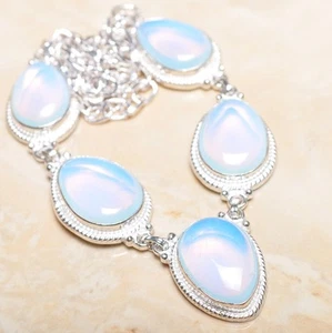 A Mano Arcobaleno Opalite Diaspro Gemma 925 Argento Sterling Collana 20 " N00873 - Picture 1 of 1