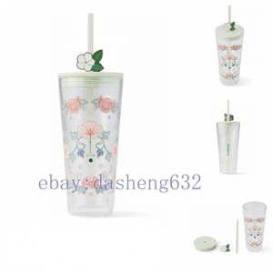 21oz Starbucks 2025 China Spring Flower Glas Tasse mit Topper - Bild 1 von 1
