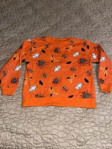 Unisex Halloween Sweatshirt 5t orange Kürbis Fledermäuse Spinnen unter Kostüm Schicht - Bild 1 von 4