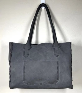 Beargrass Leather Open Tote Bag Gray Nubuck Handbag Handcrafted Montana USA Boho - Picture 1 of 13