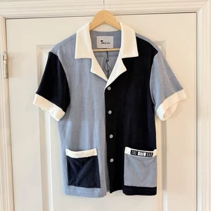 Tombolo Shirt Mens Small The Blues Cabana Button Up Organic Terry Cloth Cotton - Picture 1 of 10