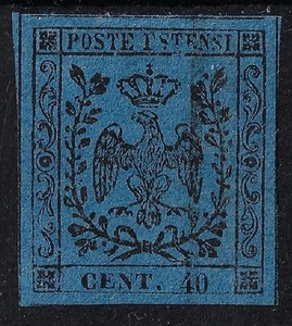1852 ASI Modena e Reggio 40c azzurro scuro Sassone 6 usato - Imagen 1 de 1