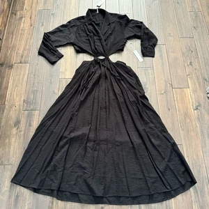 Young Fabulous & Broke schwarzes Maxikleid mit Cut-Outs L neu mit Etikett - Bild 1 von 9