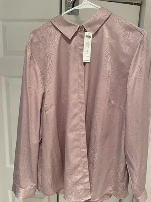 Blusa Chico’s Plus Talla XXL-4 (20-22) Jacquard L/S Rosa Veneciano Carrera NUEVA CON ETIQUETAS Foto 1 de 4