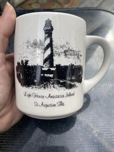Vintage St. Augustine Fl Coffee Tea Mug Cup Anastasia Island Light House - Picture 1 of 9