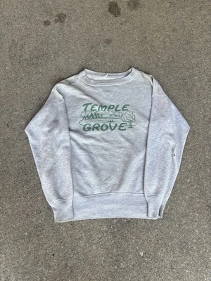1950s Grey Single V  Sweatshirt Temple Grove Waterprint - Image 1 of 2