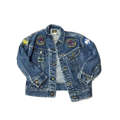 Vintage early 90’s Lee Denim Jean Jacket with Patches size Small - Image 1 of 4