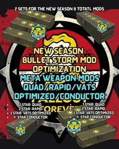 Fallout 76 [PC] MODS META FOR CURRENT SEASON: 2 SETS 8 TOTAL MODS--BULLET STORM - Picture 1 of 1
