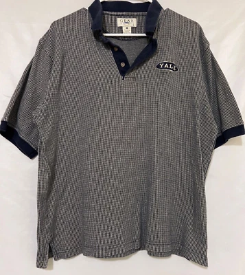 Vintage 1990s Gear for Sports Yale University Herringbone Houndstooth Polo Shirt - Image 1 of 4