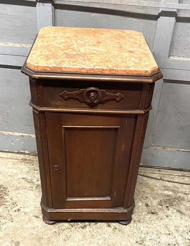 VICTORIAN WALNUT MARBLE TOP 1/2 COMMODE Cover