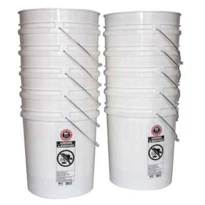 5 Gallon Plastic Bucket Heavy Duty White Paint Pail Storage Buckets 10-Pack USA - Picture 1 of 4