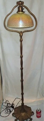 СТАРИННЫЙ TIFFANY STUDIOS БРОНЗОВЫЙ ЗОЛОТОЙ DORE FAVRILE СТЕКЛЯННЫЙ АБАЖУР L.C.T. ТОРШЕР - Изображение 1 из 4