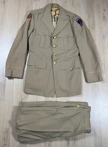 WW2 era US Army SHAEF 24th Infantry Division Officer Khaki Uniform Tunic Pants - Picture 1 of 24
