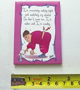 Imán para refrigerador Leanin Tree ~ Ejercicio Don't Cross Me Sober & Cranky - Imagen 1 de 2