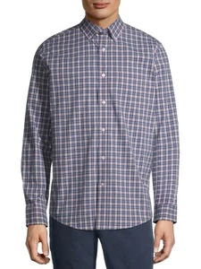 George Men's Long Sleeve Button Down Poplin Shirt Size 2XL 50-52 Pink Blue Combo - Picture 1 of 3