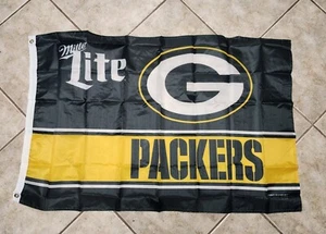 GREEN BAY PACKERS Miller Lite Team Flag Team NFL - 30"x50" - Foto 1 di 3