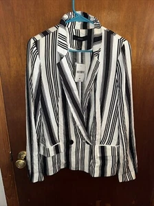 Blazer Forever 21 Mujer Blanco y Negro Carrera Talla Mediana Nuevo con Etiquetas - Imagen 1 de 7