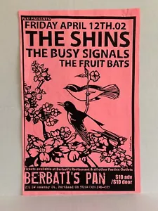 Original 2002 Shins Fruit Bats Concert Flyer Poster 11 X 17” Tyler Stout Sub Pop - Picture 1 of 7